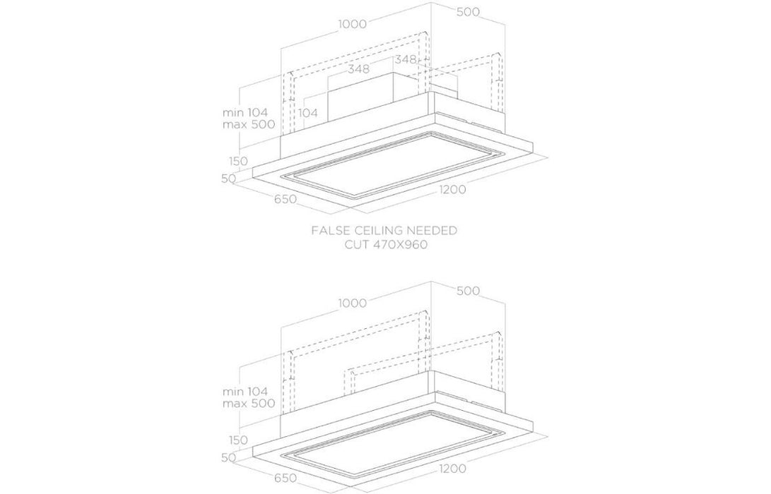 Elica Lullaby 120cm Ceiling Hood (Recirculating) - Natural Wood