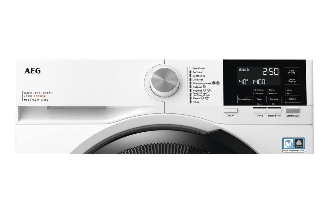 AEG LWR7185M4B F/S 8/5kg 1400rpm Washer Dryer - White