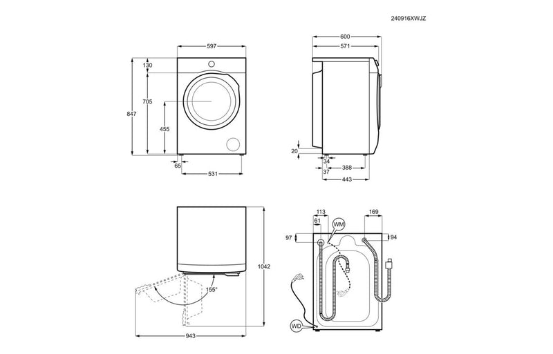 AEG LWR7185M4B F/S 8/5kg 1400rpm Washer Dryer - White