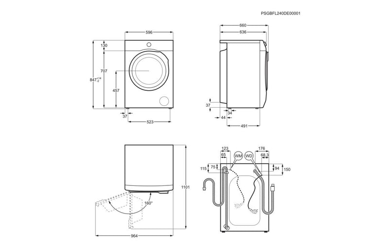 AEG LWR7496O4B F/S 9/6kg 1600rpm ProSteam Washer Dryer - White