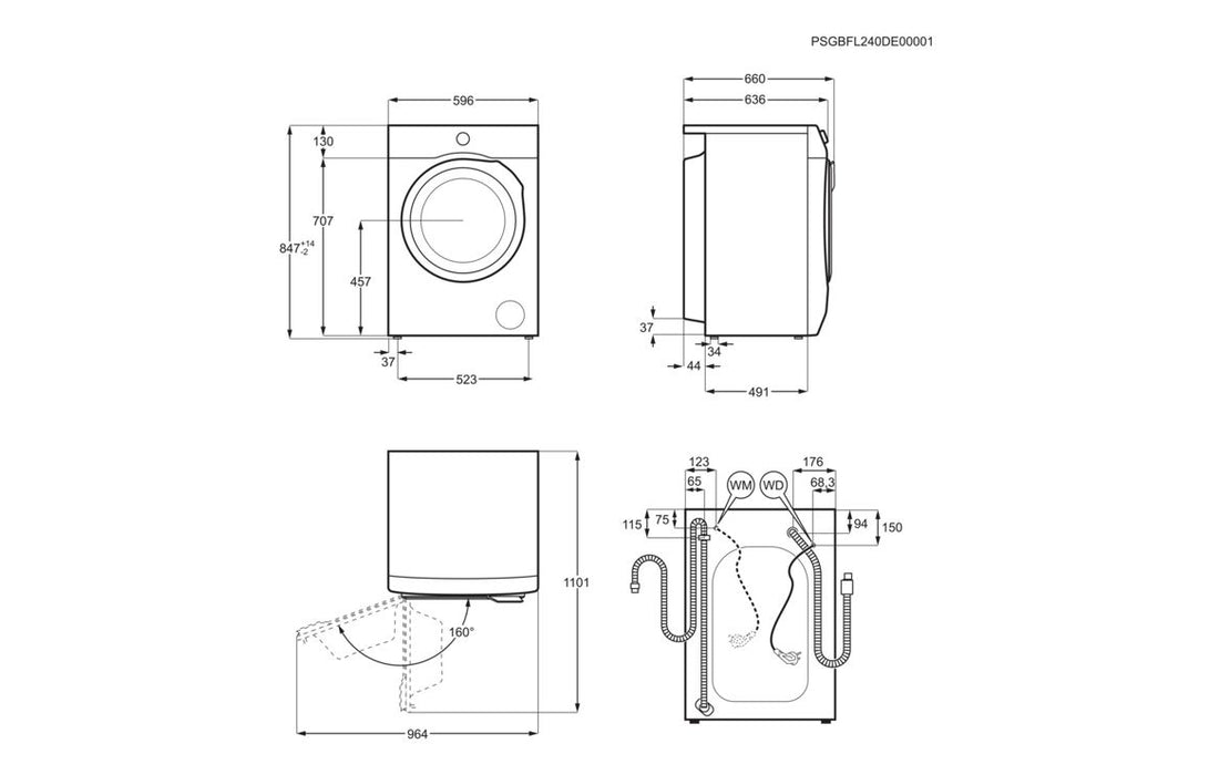 AEG LWR7496O4B F/S 9/6kg 1600rpm ProSteam Washer Dryer - White