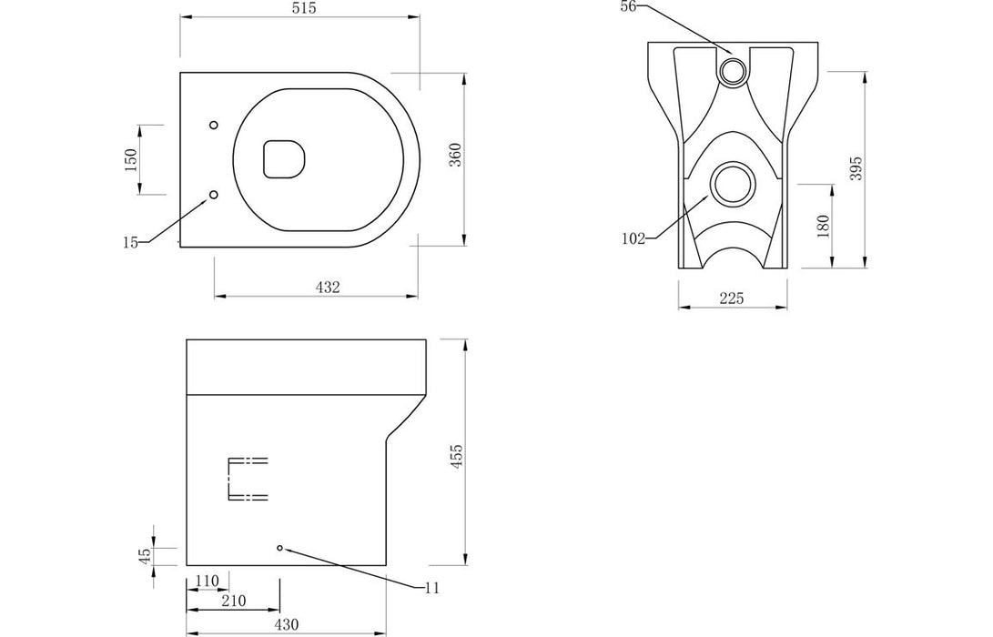 Laurentine Rimless Back To Wall WC & Soft Close Seat