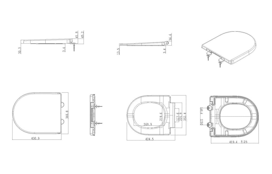 Laurentine Soft Close Toilet Seat - White