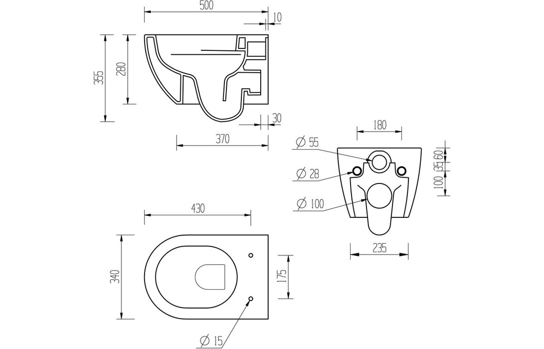 Liliane Rimless Wall Hung WC & Soft Close Seat