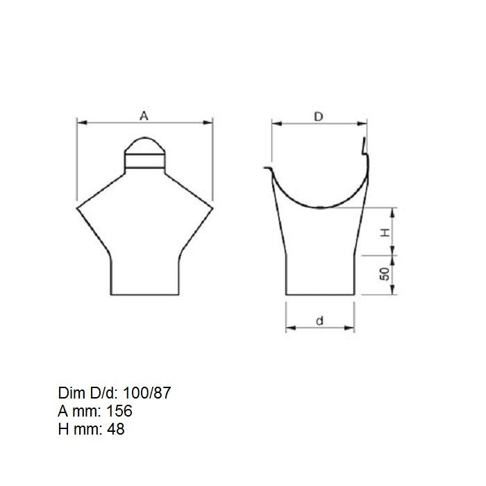 Lindab Magestic Galvanised 100mm Half Round Steel Gutter Outlet (87mm)