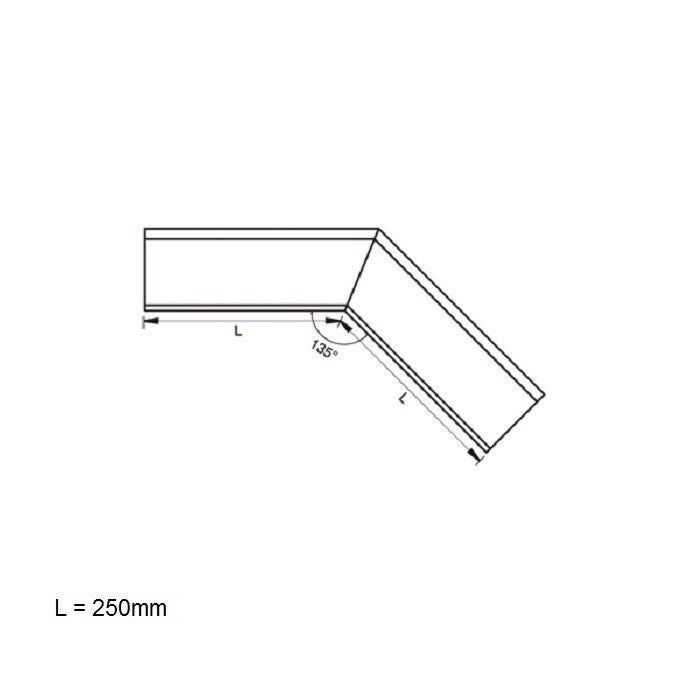 Lindab Magestic Galvanised 125mm Half Round Steel Gutter Angle External 135 Degrees