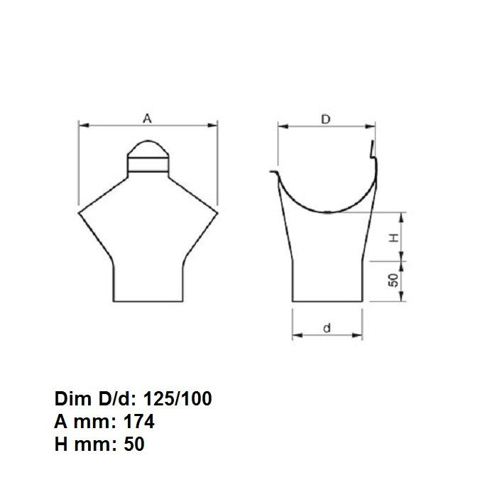 Lindab Magestic Galvanised 125mm Half Round Steel Gutter Outlet (100mm)