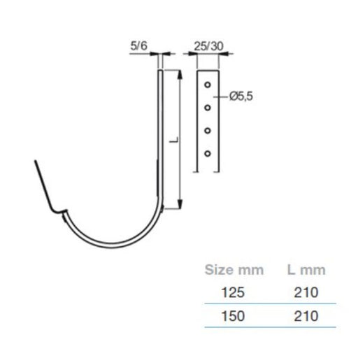 Lindab Magestic Galvanised Steel Gutter 210mm Flex-Fit Rafter Bracket 125mm