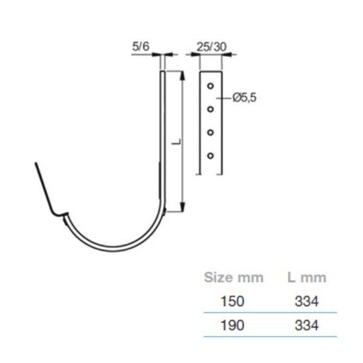 Lindab Magestic Galvanised Steel Gutter 330mm Flex-Fit Rafter Bracket 150mm