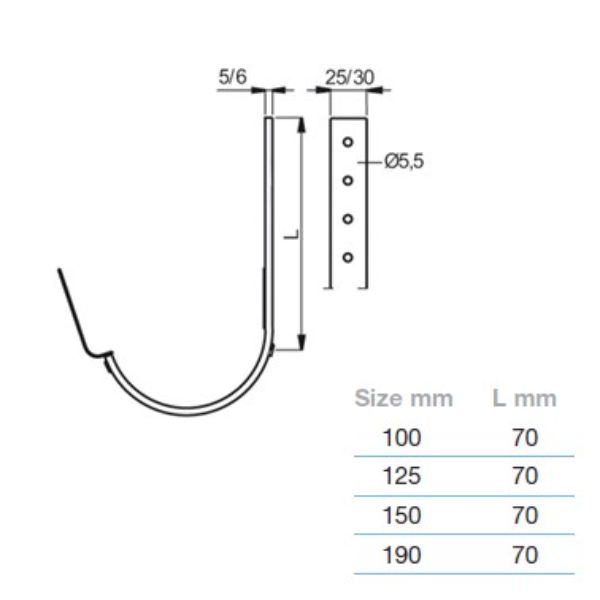 Lindab Magestic Galvanised Steel Gutter 70mm Flex-Fit Fascia Bracket 100mm