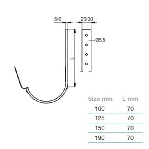 Lindab Magestic Galvanised Steel Gutter 70mm Flex-Fit Fascia Bracket 125mm