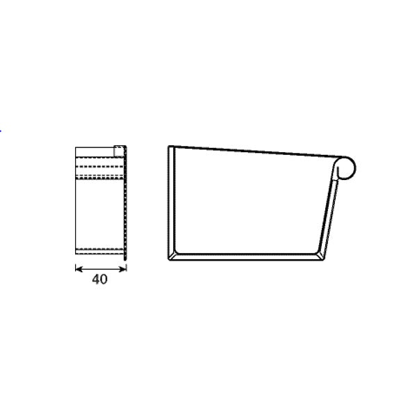 Lindab Magestic Galvanised Steel Left Hand Rectangular Stop End 140mm