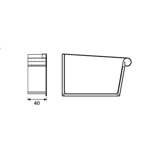 Lindab Magestic Galvanised Steel Right Hand Rectangular Stop End 140mm