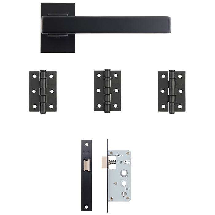 Deanta Argo Urban Latch Kit Matt Black Finish and Satin Nickel Chrome Finish