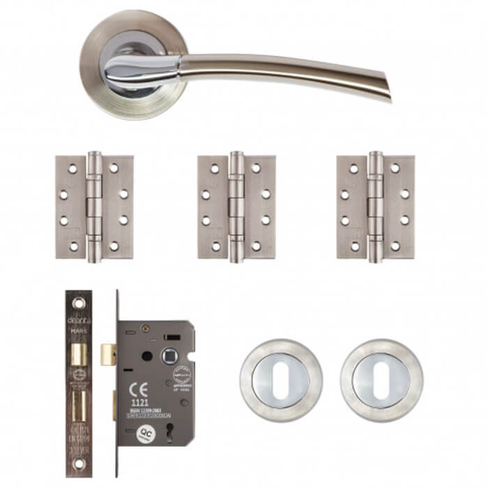 Deanta Hera Mortice Kit Satin Nickel Chrome Finish