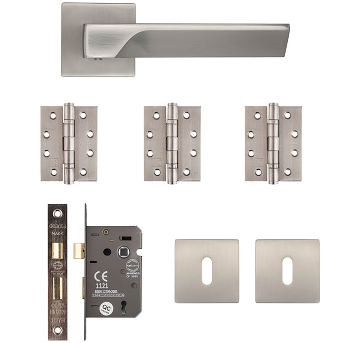 Deanta Athens Mortice Kit Satin Nickel