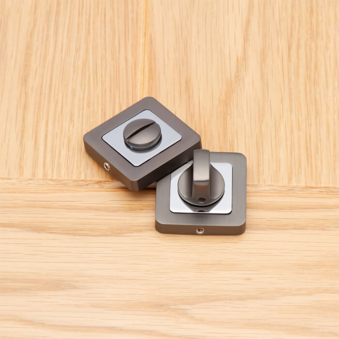Deanta Thumbturn Set Matt Satin Black/Chrome and