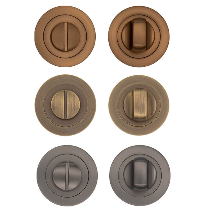 Deanta Thumb-Turn Round Lock Set for Bathroom Doors - 50mm Dia