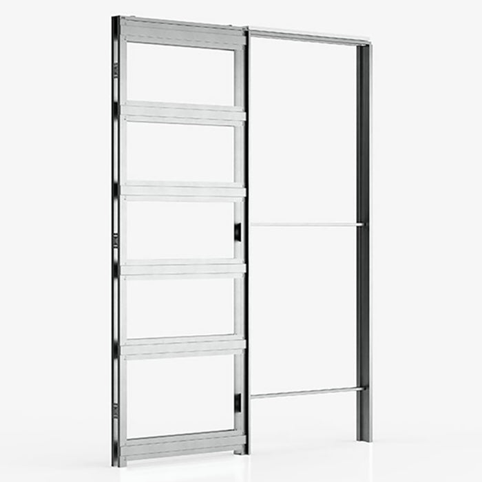 Deanta Single Pocket Door Kit 100mm White Frame + Black Finish Hardware