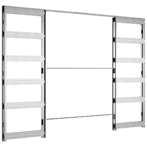 Deanta Double Pocket Door Kit 125mm Oak Frame + Black Finish Hardware