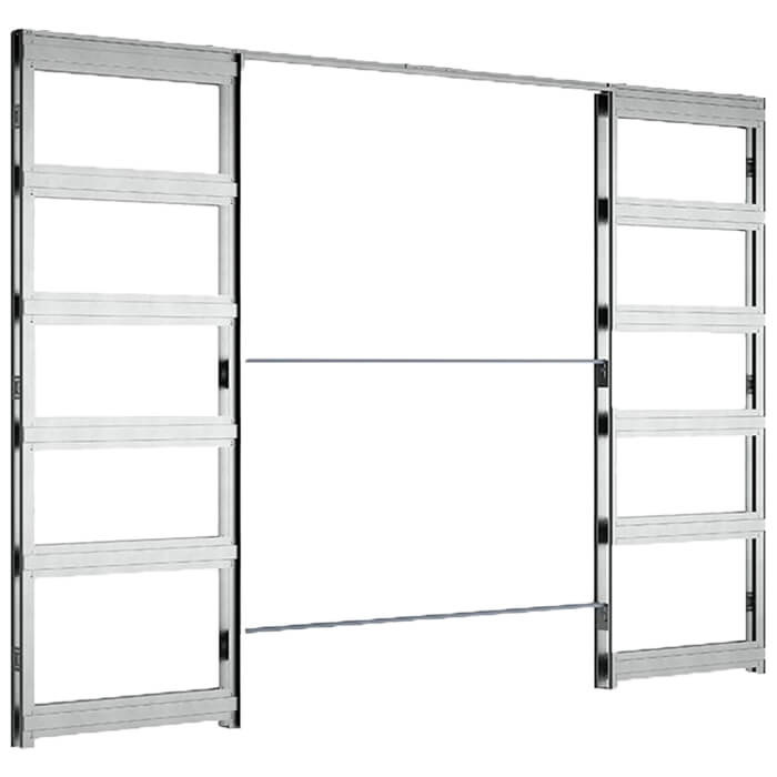 Deanta Double Pocket Door Kit 125mm White Frame + Satin Chrome Finish Hardware