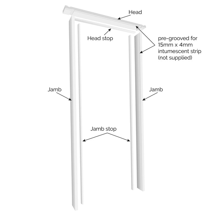 Trenched White Primed Fire Door Lining Set