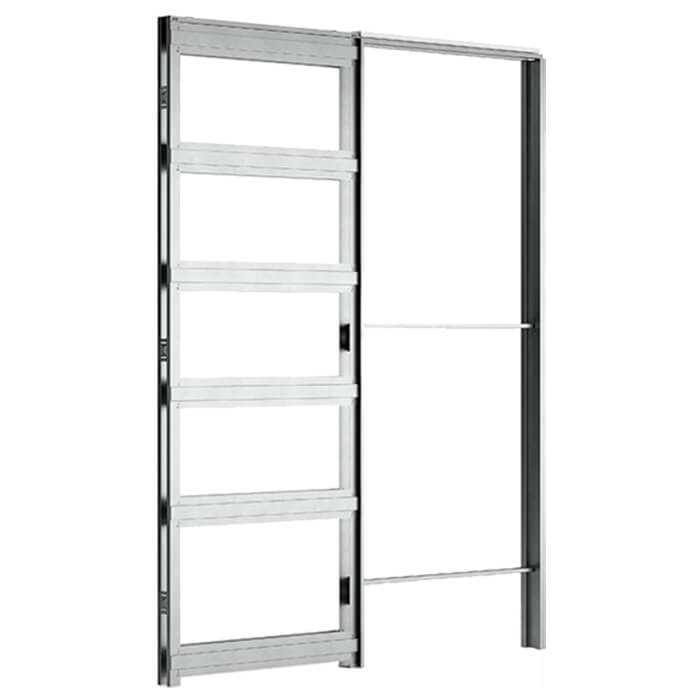Deanta Single Pocket Door Kit 100mm Oak Frame + Satin Chrome Finish Hardware