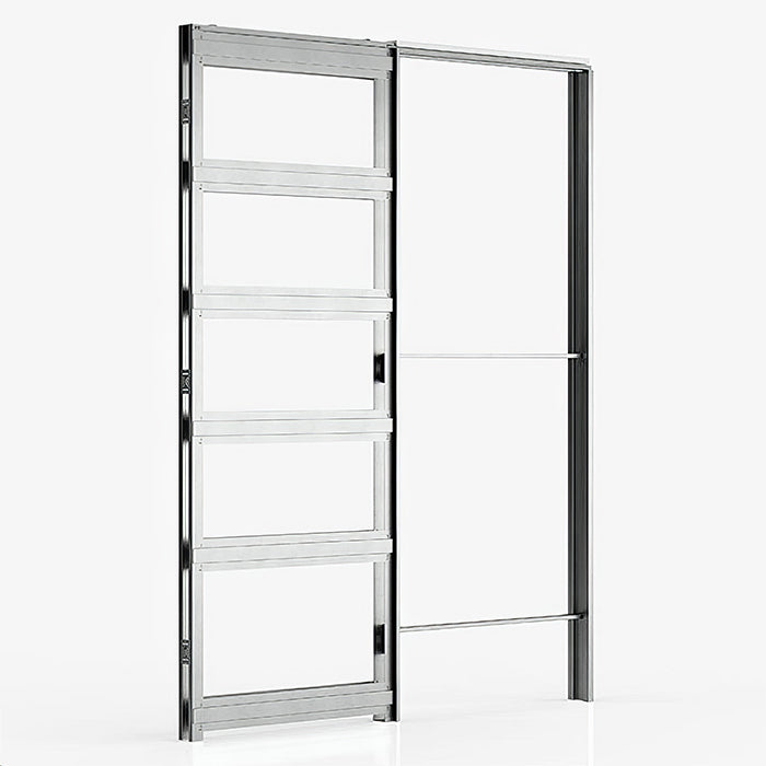 Deanta Single Pocket Door Kit 125mm White Frame + Satin Chrome Finish Hardware