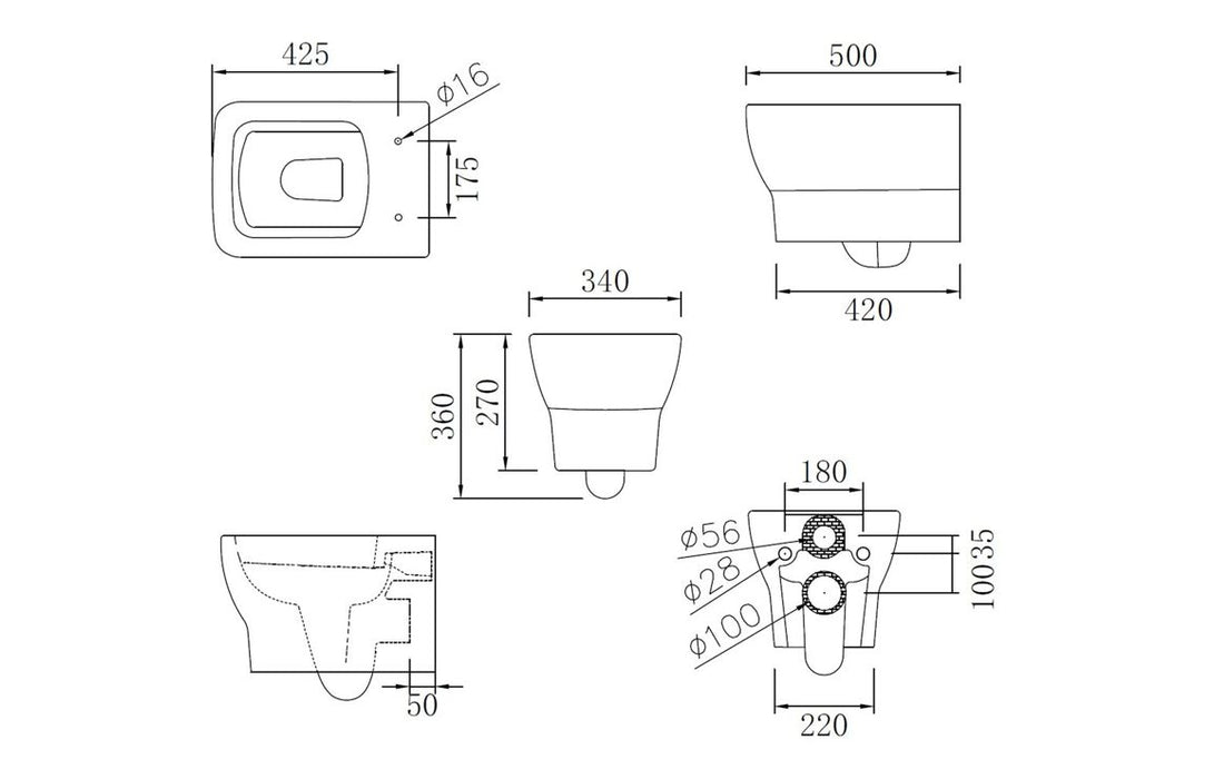 Arlo Rimless Wall Hung WC & Soft Close Seat – White