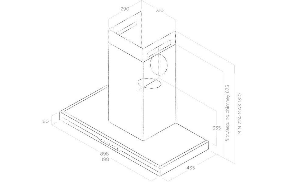 Elica Meteorite 120cm Chimney Hood - St/Steel