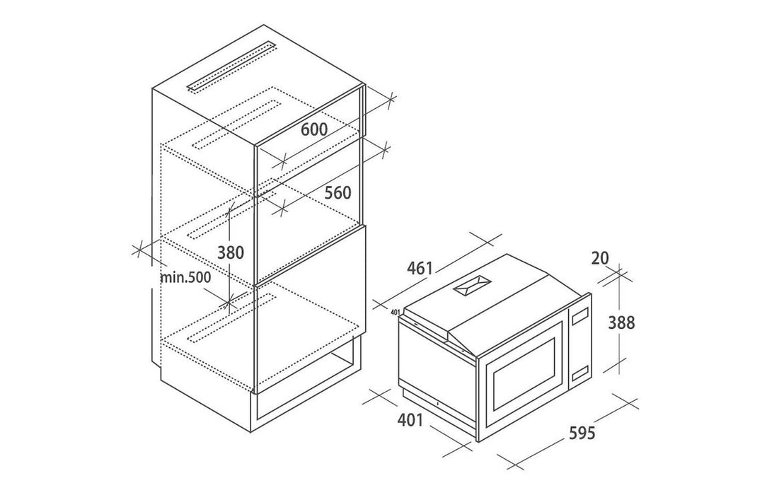 Candy MICG25GDFN-80 B/I 900W Combination Microwave & Grill - Black
