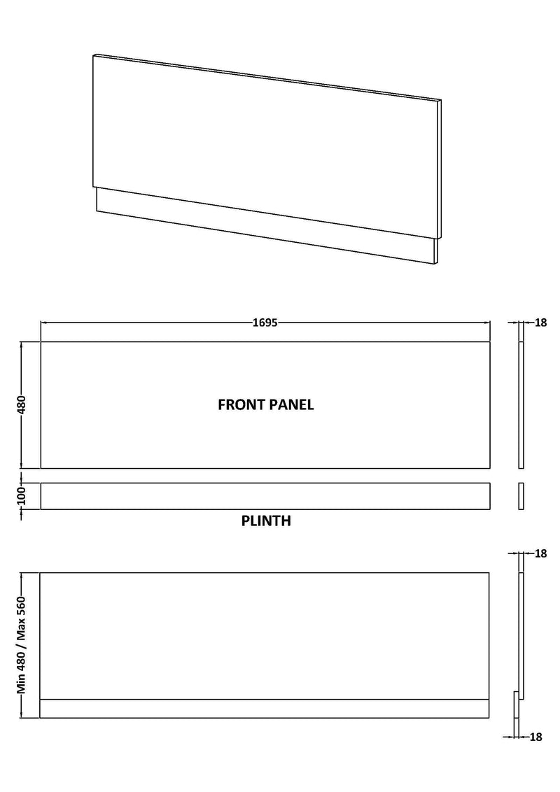 Bleached Oak Bath Front Panel