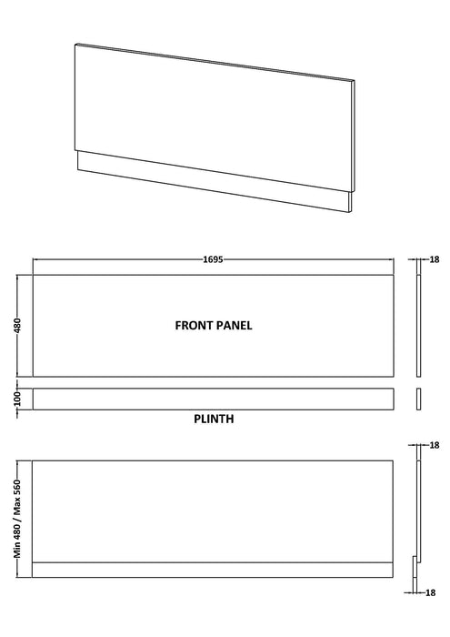 Bleached Oak Bath Front Panel