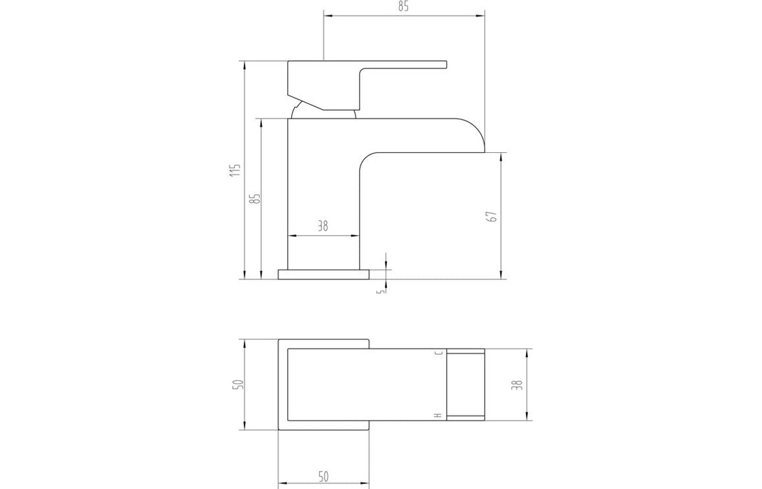 Maroni Cloakroom Basin Mixer - Chrome