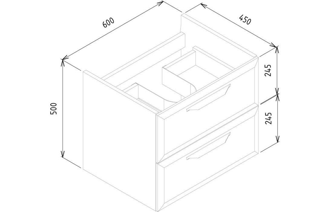 Kim 1200mm Wall Hung 4 Drawer Basin Unit (No Top) - Matt Latte