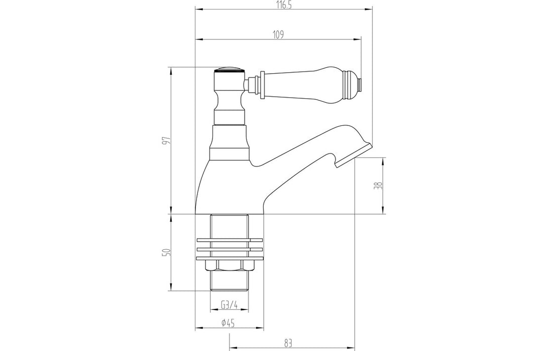Mirello Bath Pillar Taps - Chrome