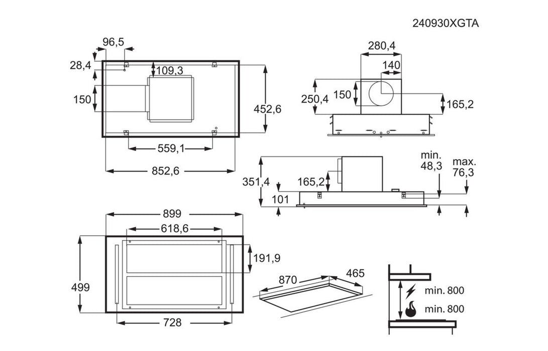 AEG NDC7791SB 90cm Ceiling Hood - Matt Black