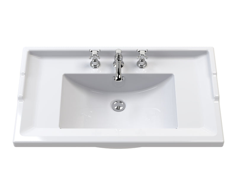3 Tap Hole 800mm Traditional Ceramic Basin