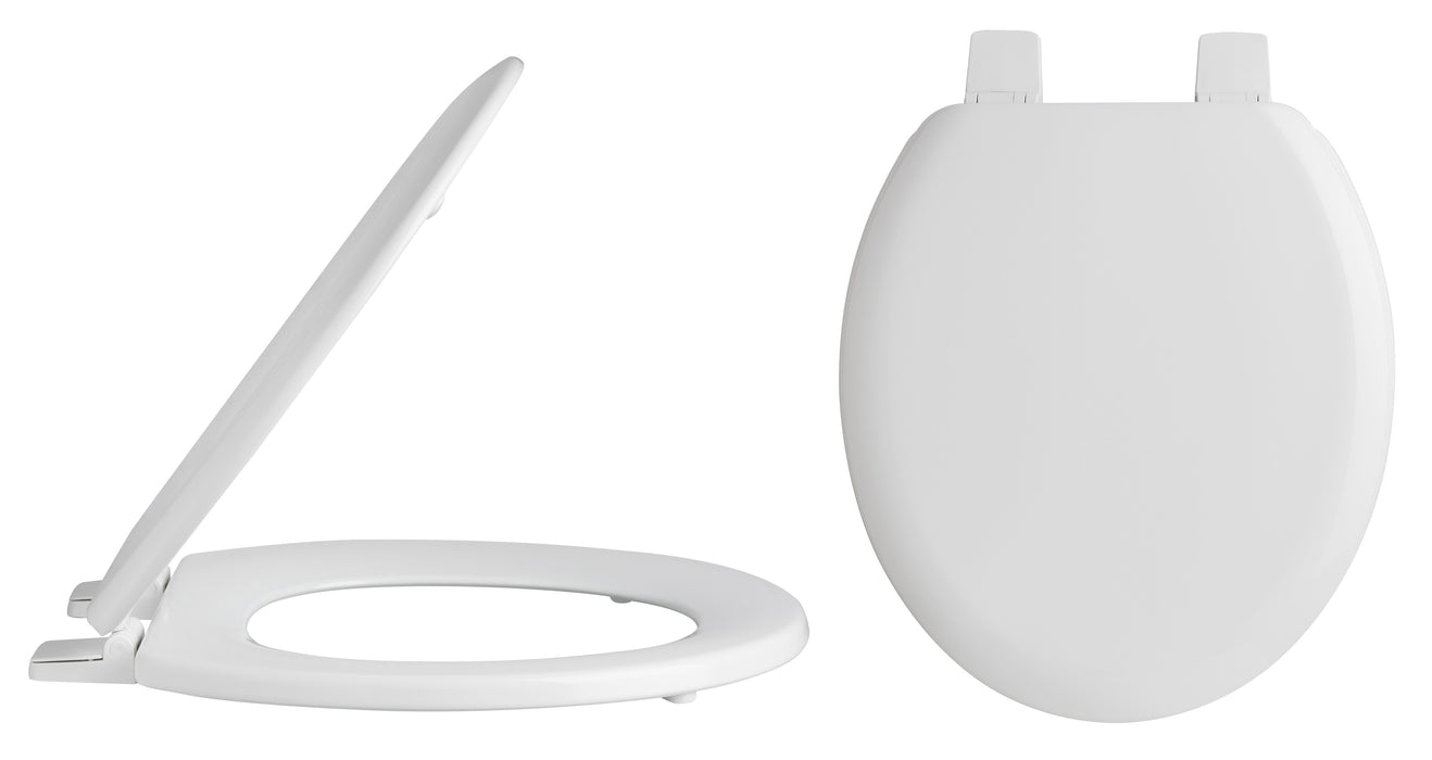 White Traditional Round Wooden Toilet Seat With Bottom Fix Hinge