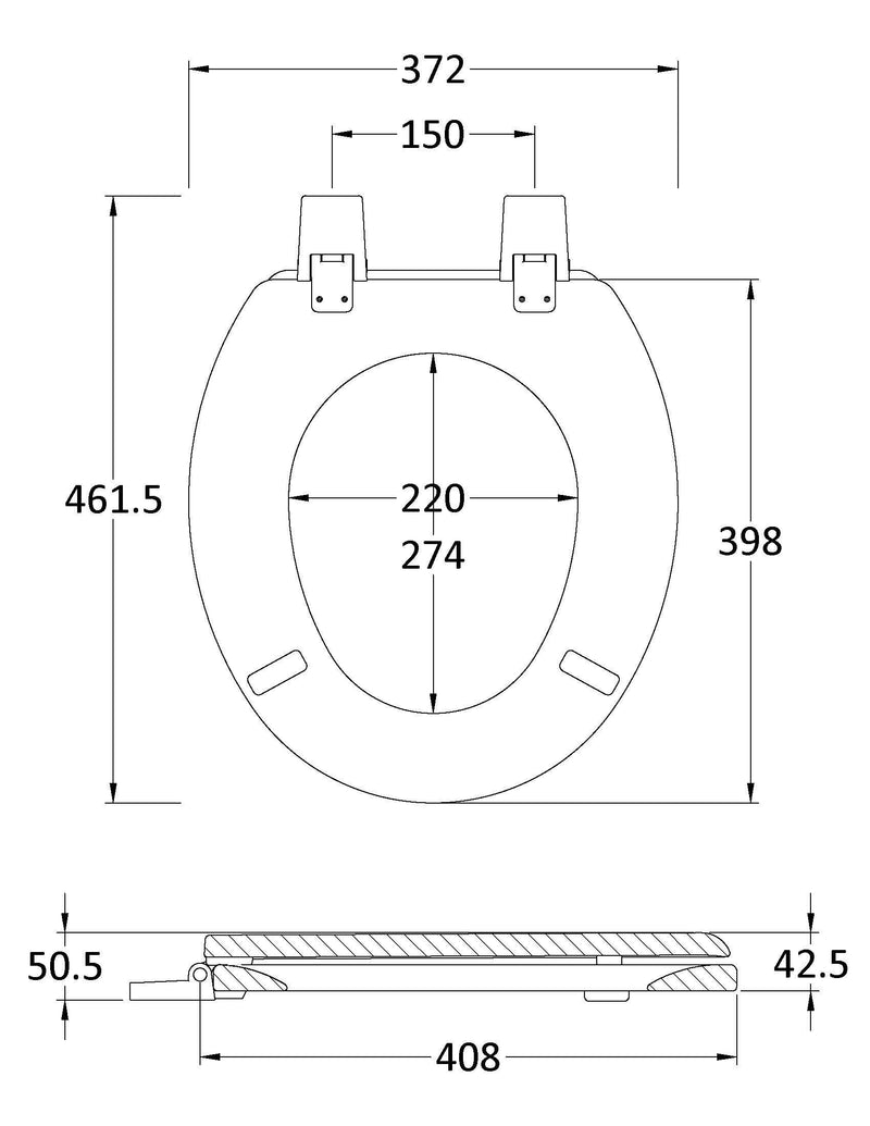 White Traditional Round Wooden Toilet Seat With Bottom Fix Hinge