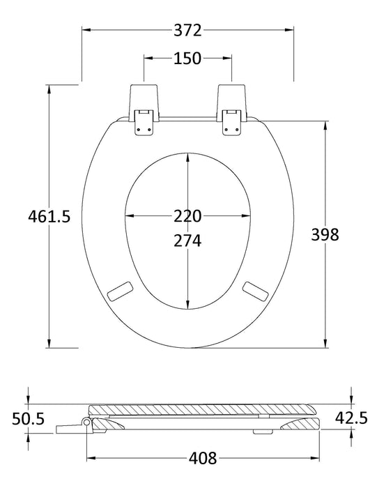White Traditional Round Wooden Toilet Seat With Bottom Fix Hinge