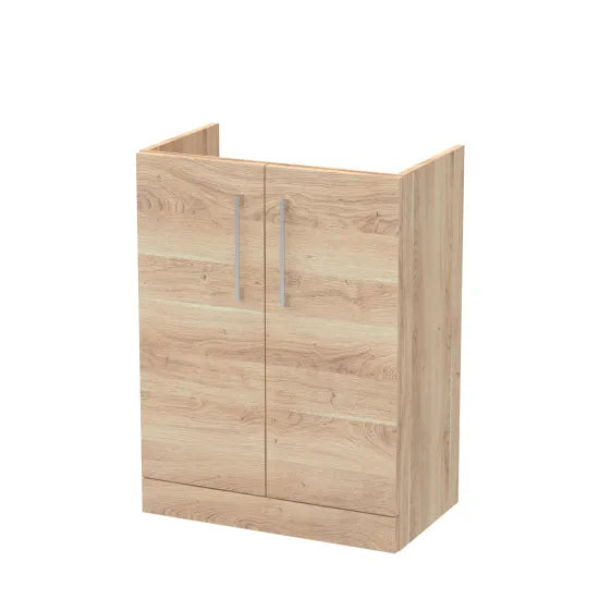 600mm Bleached Oak 2 Door Floor Standing Vanity Unit