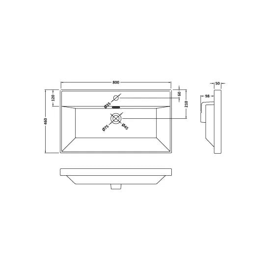 800mm Wall Hung Single Drawer Unit & Basin Set 1 Tap Hole (Drawer Unit, Basin or Set)