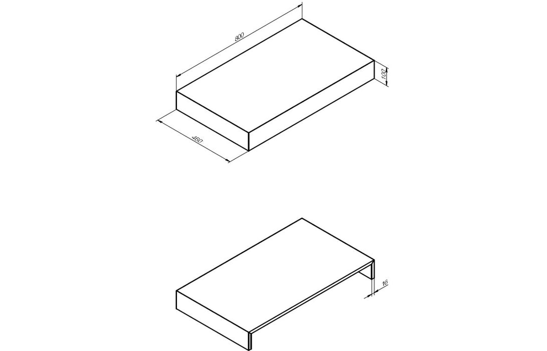 Origin 800mm Wall Hung Basin Shelf - Grey Marble