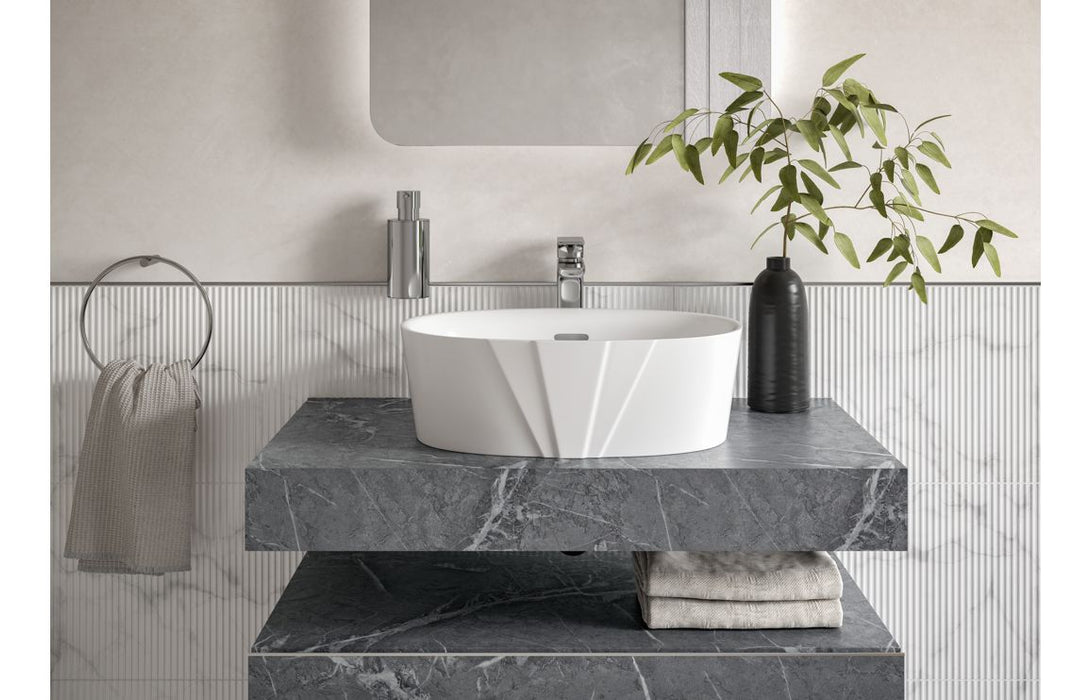 Origin 800mm Wall Hung Basin Shelf - Grey Marble