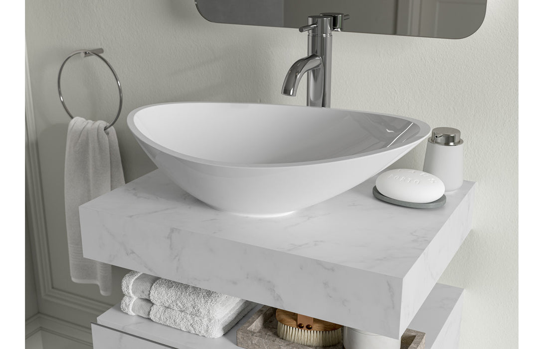 Origin 600mm Wall Hung Basin Shelf - White Marble