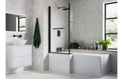 815x1500mm L Shape Bath Screen (6mm) - Matt Black