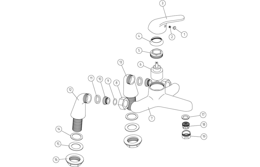 Nerano Bath Filler - Chrome