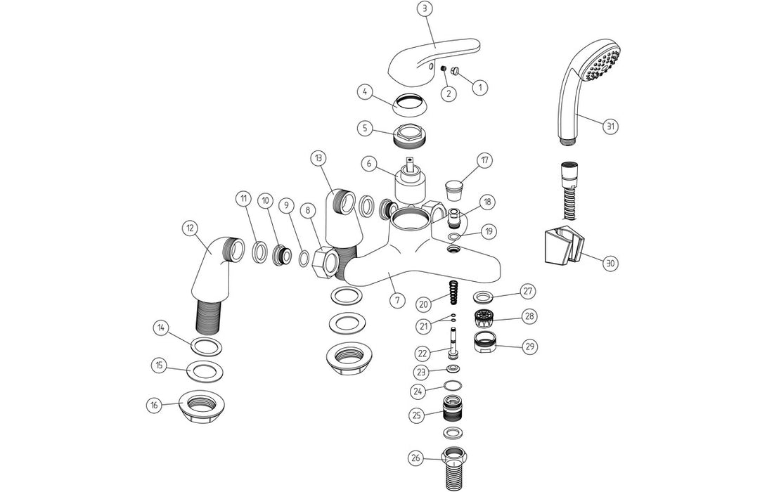 Nerano Bath/Shower Mixer - Chrome
