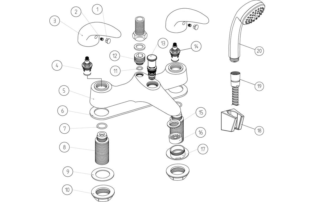 Nerano Low Pressure Bath/Shower Mixer - Chrome